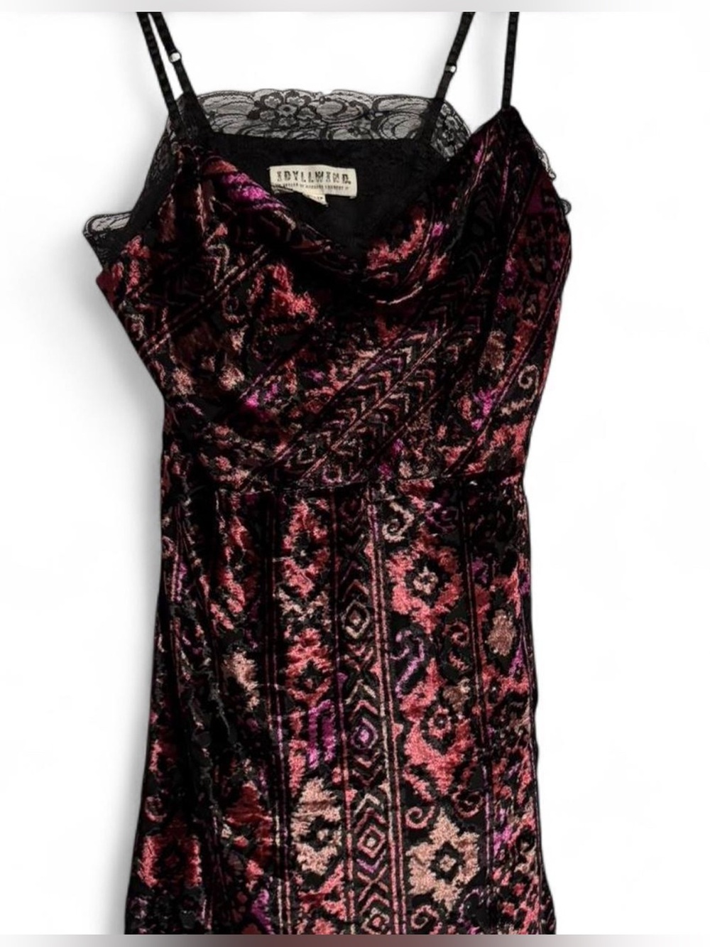 Idyllwind Houston Cowl Neck Velvet Western Mini Dress XS